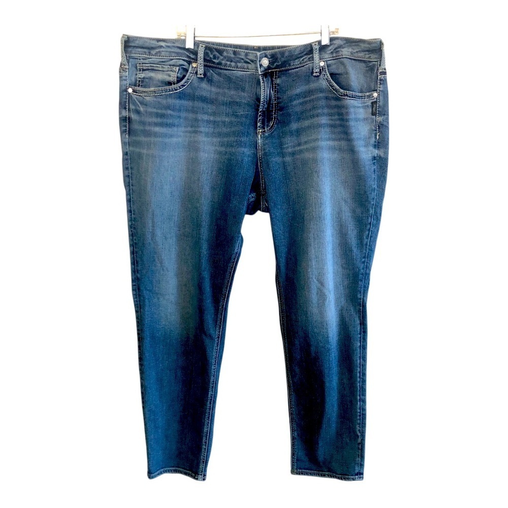 Silver Jeans Co Women’s Girlfriend Blue Ankle Cropped Denim Jeans Size 20W/L29